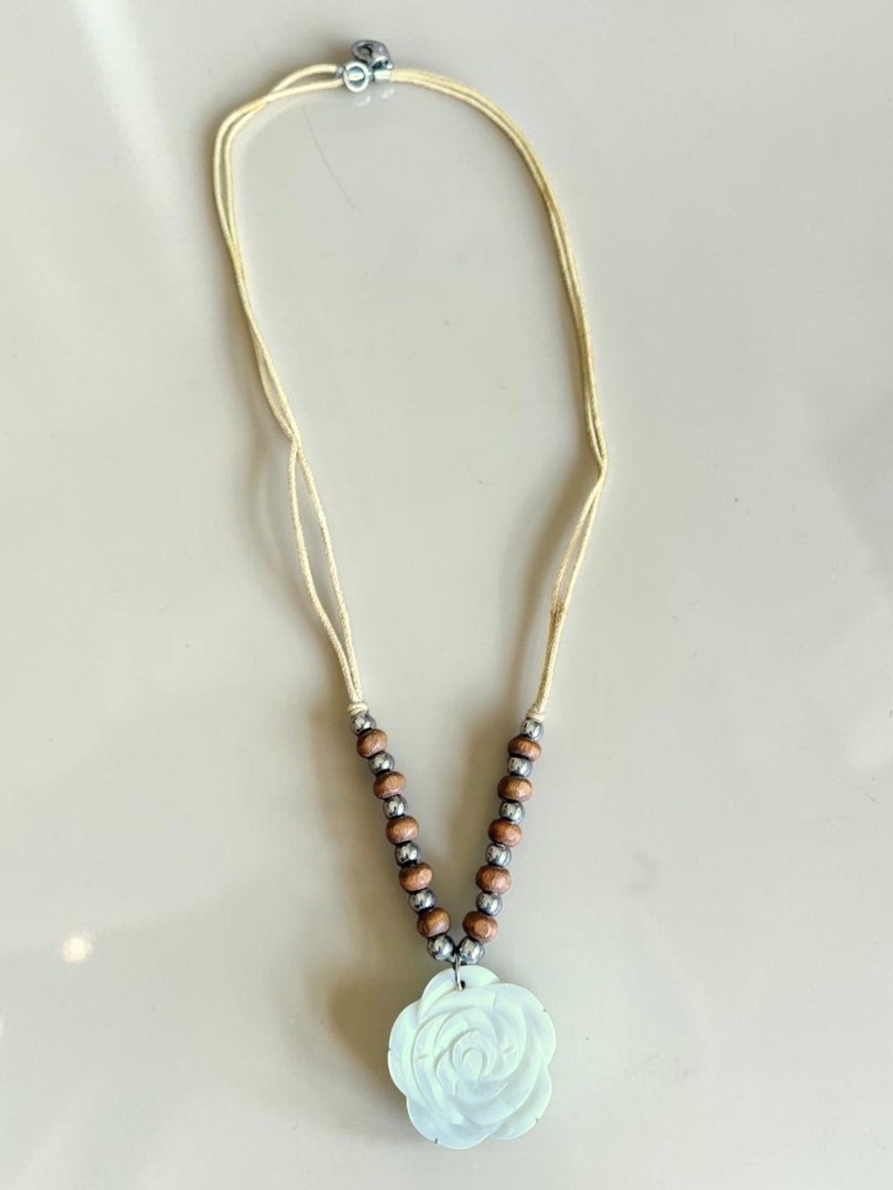 Vintage Style Carved Bone Rolls Pendant Necklace Women's